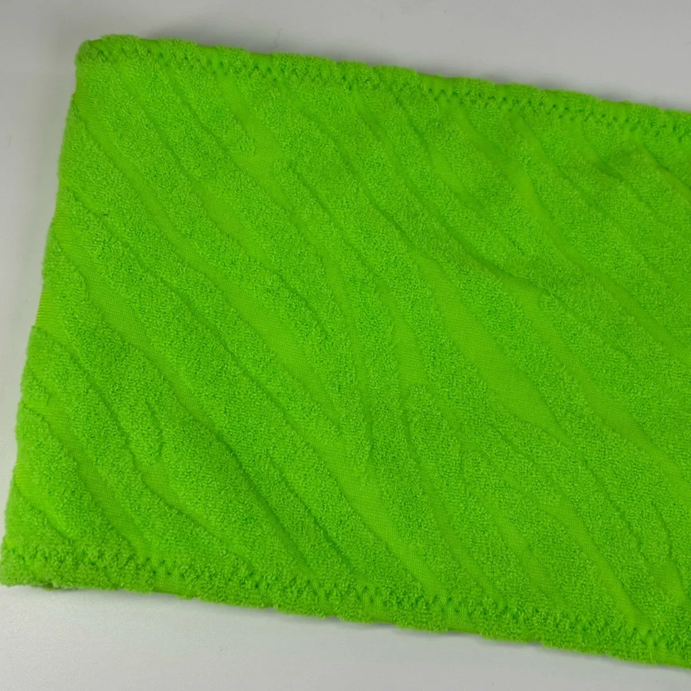 Triangl Bandeau Bikini Top Neon Green Terry Zebra Texture Size Small+